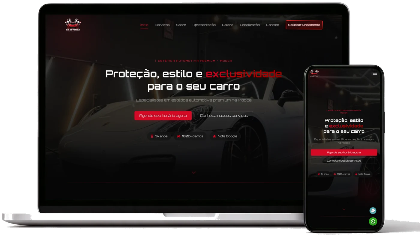 Site de GR Estética Mooca, feito pela Resulta Digital