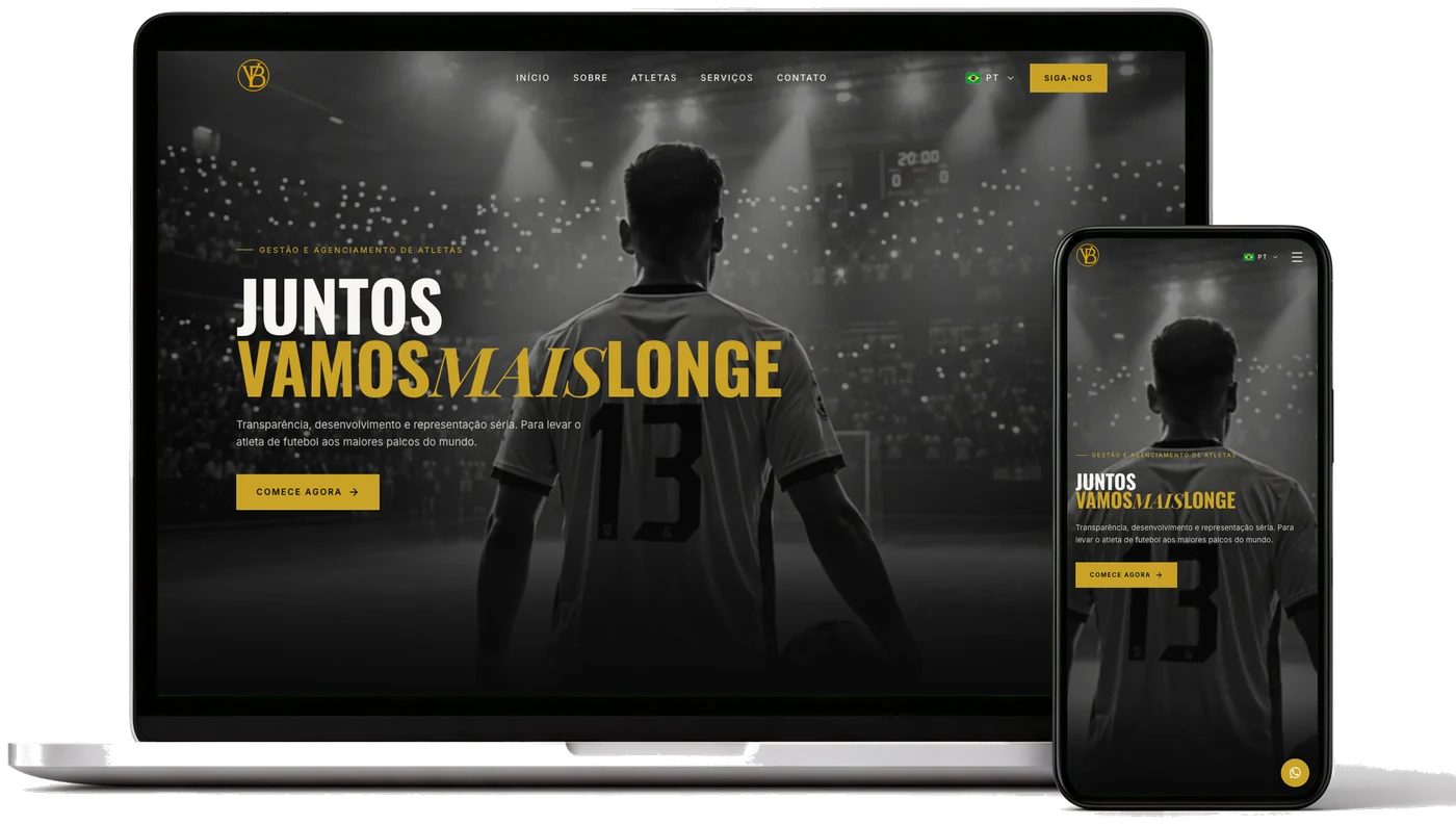 Site de VB Sports Manager, feito pela Resulta Digital